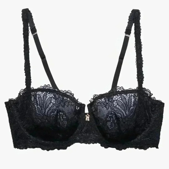 New Savage x Fenty Lace Balconette Bra Unlined Underwire Black Onyx Plus Size - Picture 6 of 15